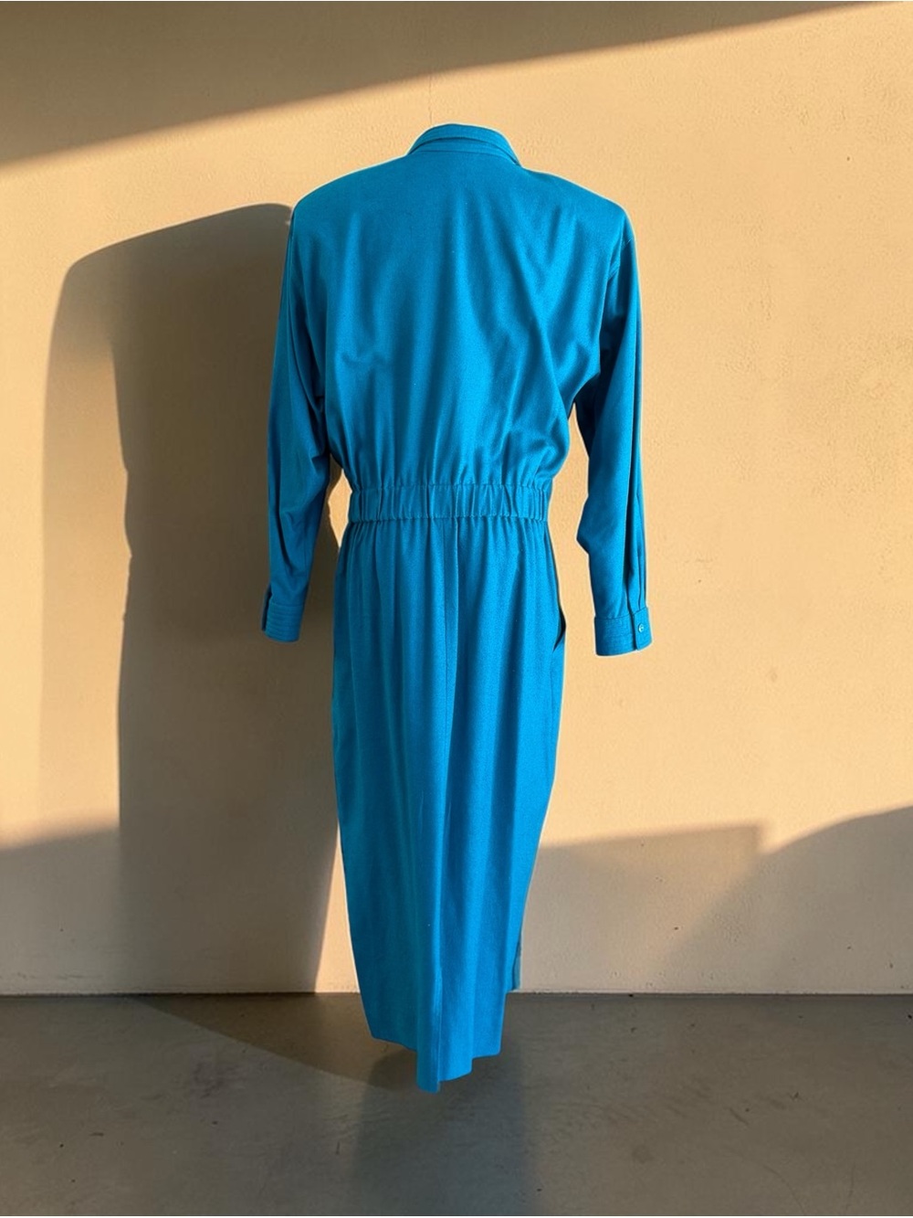 Vintage NaturElle 100% Silk Teal Midi Dress + Georgiou Scarf Set Size L - Picture 4 of 13